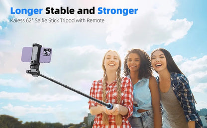 [Newest] Selfie Stick Tripod with Wireless Bluetooth Remote – For GoPro, Insta360, DJI Action Camera & Smartphones