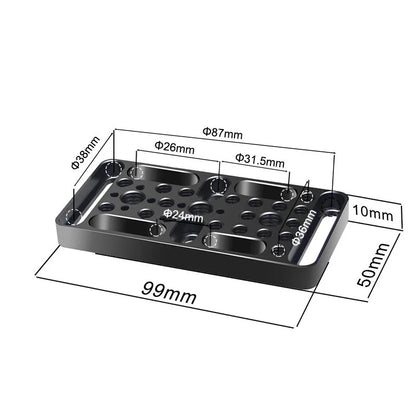 Switching Cheese Plate Camera Mount – Universal Railblock Dovetail Adapter for DSLR Camera Cage Rig with Short Rod Expansion & Accessory Mounting Plate