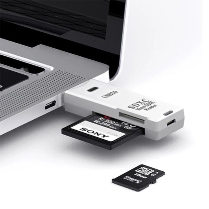 2 in 1 USB 3.0 Card Reader: High Speed Micro SD Card Reader Adapter - TF Memory Card for PC Laptop Accessories