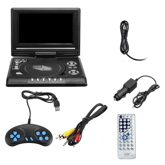 7.8" Portable TV DVD Player – 16:9 Widescreen, 270° Swivel LCD, VCD/CD/MP3, Game Function for Car & Home