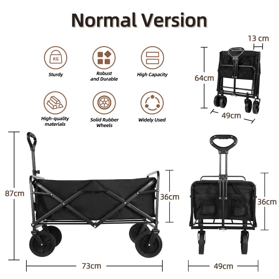 500lbs Heavy Duty Folding Tank Wheels Cart — Large Capacity Outdoor Wagon for Beach, Sand, Trolley & Camping