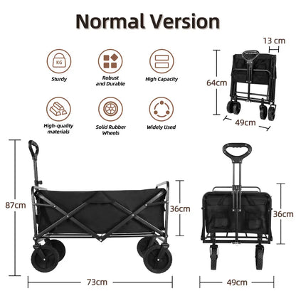 500lbs Heavy Duty Folding Tank Wheels Cart — Large Capacity Outdoor Wagon for Beach, Sand, Trolley & Camping