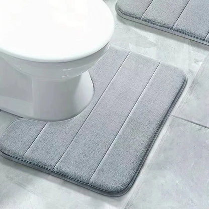 Coral Velvet Bathroom Mat - Anti-Skid Absorbent Toilet & Bathtub Floor Mat, Entrance Rug