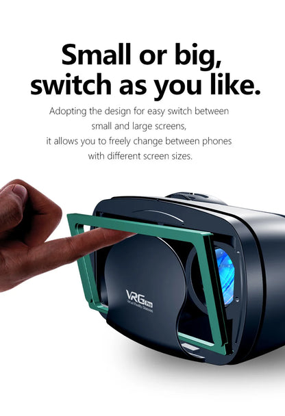 3D VR Headset – Virtual Reality Smart Glasses Helmet for Smartphones with Controllers and 7-Inch Lenses