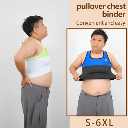 Quick-Dry Pullover Chest Binder – Sports Wear Short Vest Corset with Full Bandage Support, Plus Size