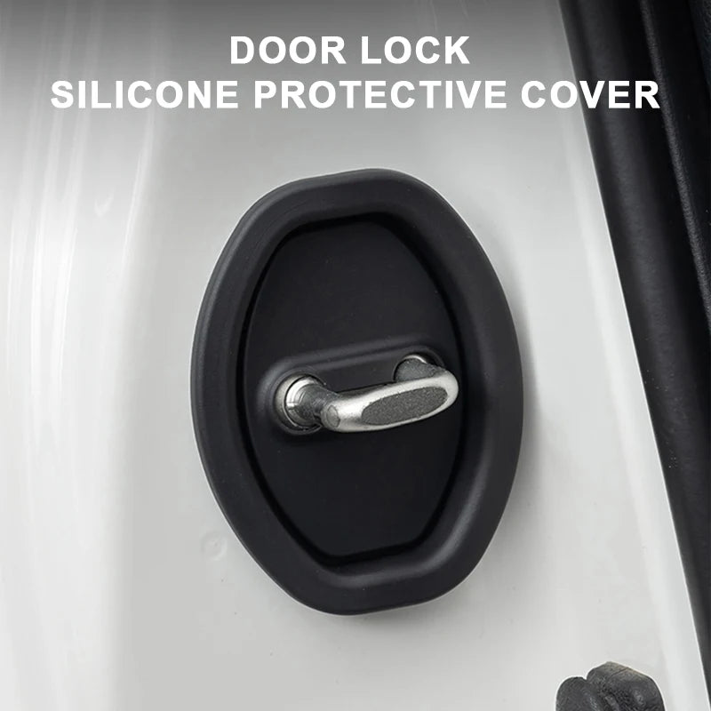 SEAMETAL 4PCS Silicone Car Door Lock Covers – Anti-Collision, Shock-Absorbing, Elastic Mute Cushions