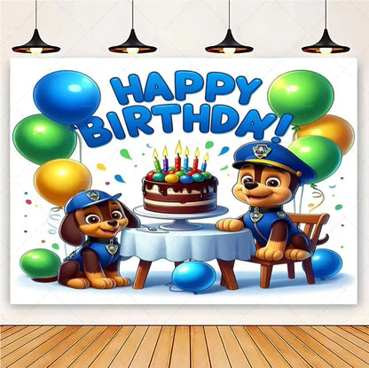 PAW Patrol Cartoon Puppy Birthday Party Backdrop – Animation Theme Decoration Background for Kids Party & Baby Shower Supplies Gift