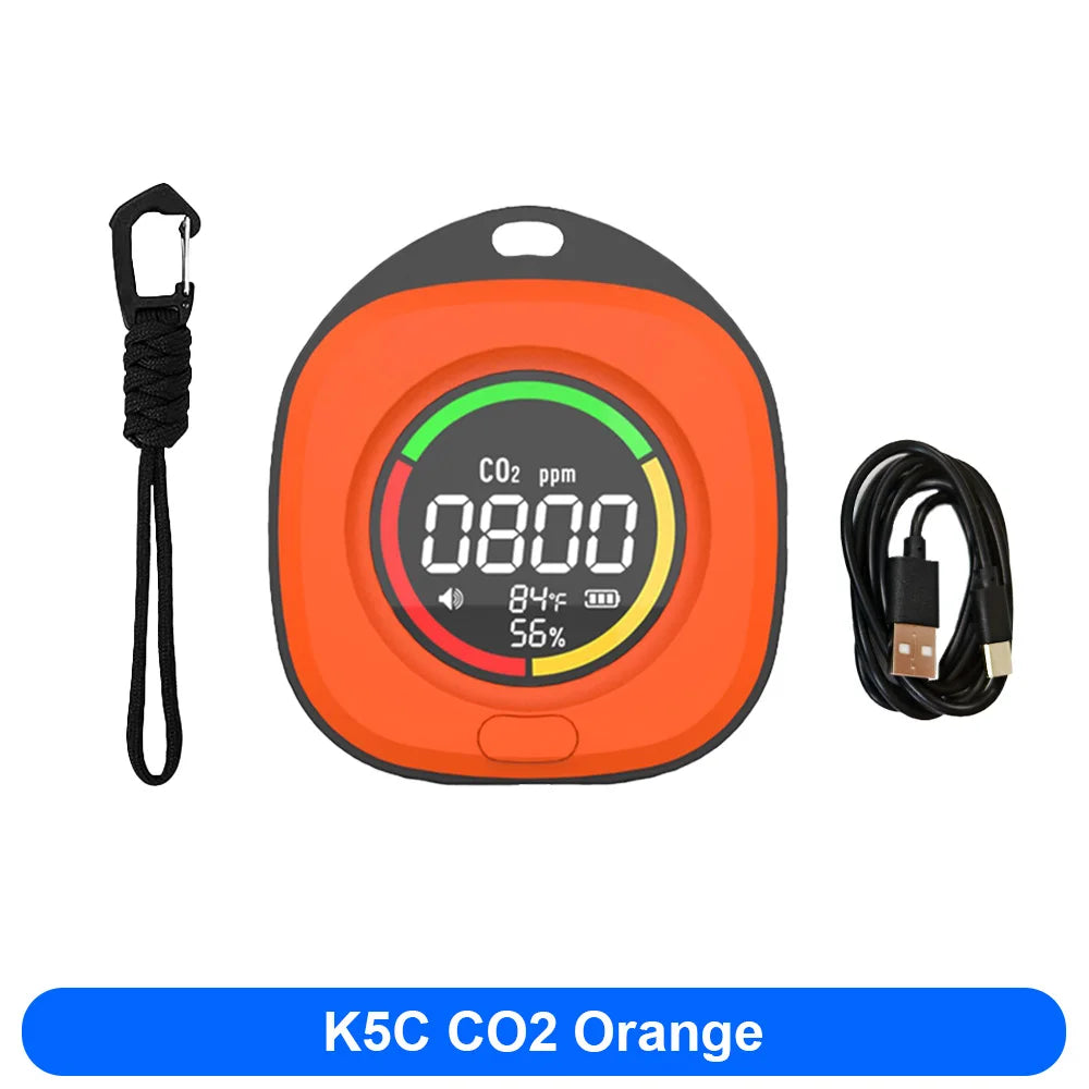 FMAi K5 Carbon Monoxide Detector - Portable Rechargeable CO & CO2 Monitor with LED Screen and Alarm Sound