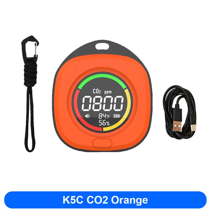 FMAi K5 Carbon Monoxide Detector - Portable Rechargeable CO & CO2 Monitor with LED Screen and Alarm Sound