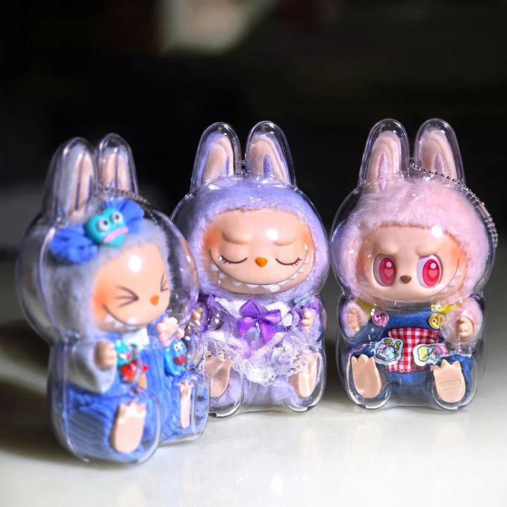 17cm Labubu Transparent Protective Cover - Monster Toy & Elf Doll Storage Display Box