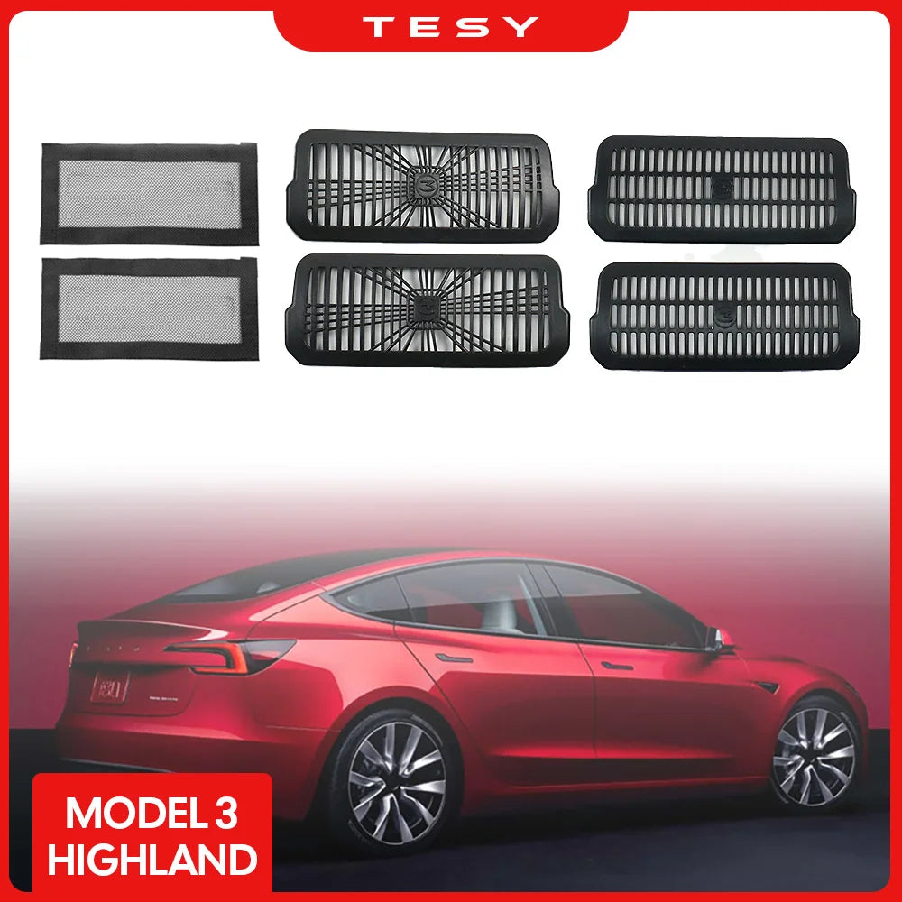 2024 Tesla Model 3 Highland Rear Air Vent Cover – Under Seat Anti-Blocking Outlet Grille Protector Accessory