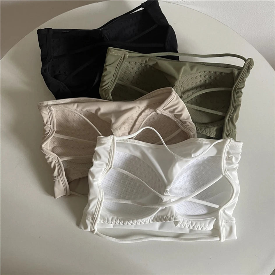 Seamless Ice Silk Tube Top – Strapless Push-Up Bralette for Women, Solid Color Wrap Chest Lingerie