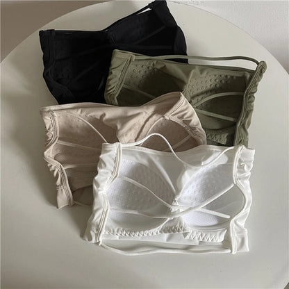 Seamless Ice Silk Tube Top – Strapless Push-Up Bralette for Women, Solid Color Wrap Chest Lingerie