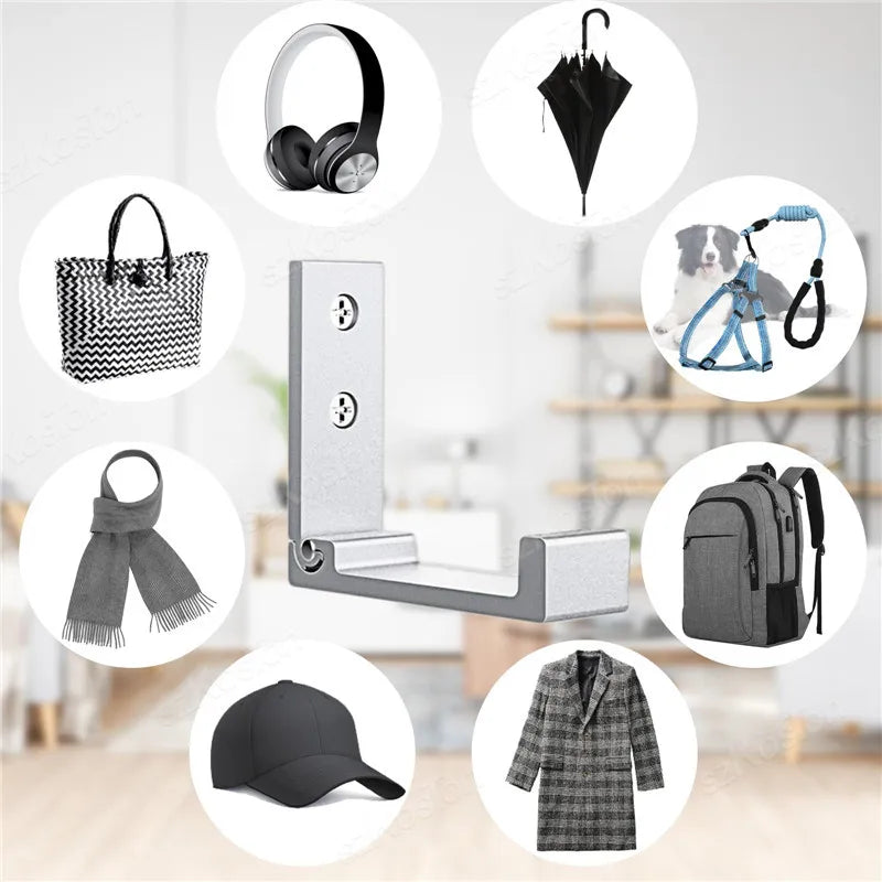Folding Aluminum Alloy Wall Hooks – Rustproof Coat, Towel & Clothes Hanger (1/5/50 Pack)