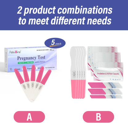 Pelvifine Ovulation & Pregnancy Test Kit – 25 Ovulation Strips & 5 Pregnancy Test Sticks for Accurate Fertility Tracking