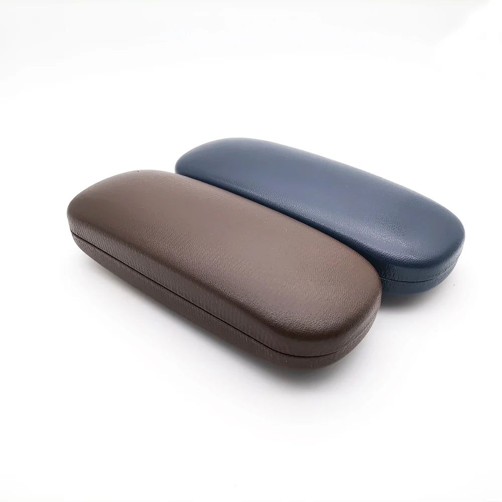 Hard Frame Leather Glasses Case - Waterproof Eyeglass Cover for Portable Reading Glasses, Solid Spectacle Box for Men