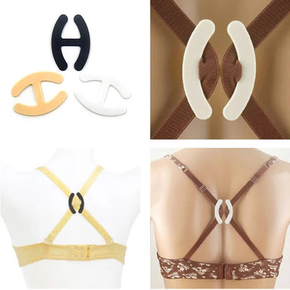 3-Piece Bra Strap Clips Set - Adjustable Non-Slip Buckles for Hidden Straps and a Secure Push-Up Fit
