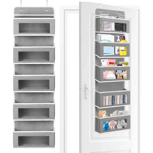 5-Shelf Hanging Door Organizer - Anti-Tilt Large Capacity Storage Pockets for Bedroom & Bathroom