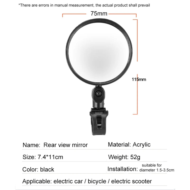 Bicycle & Electric Scooter Rearview Mirror | Rear Mirror for Xiaomi Scooter & Ninebot Bike Accessory