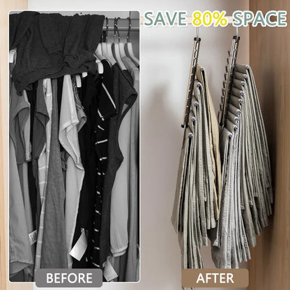 Stainless Steel Multi-Tier Pants Hanger — 5/9 Tier Space-Saving Closet Organizer for Jeans, Trousers, Scarves & Clothes