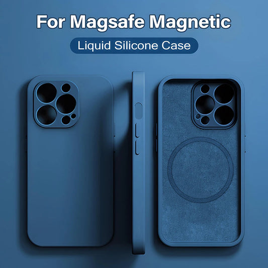 MagSafe Magnetic Silicone Case - Original Wireless Charging Cover for iPhone 15 14 13 12 11 Pro Max Mini X XR XS 8 Plus
