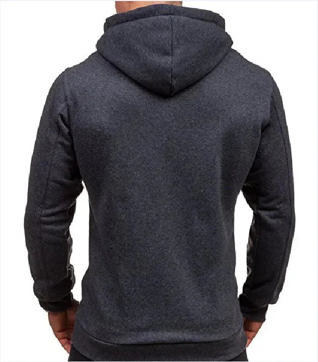 Men’s Casual Zip Hoodie – Solid Color Hooded Sweatshirt Jacket Cardigan for Spring & Autumn