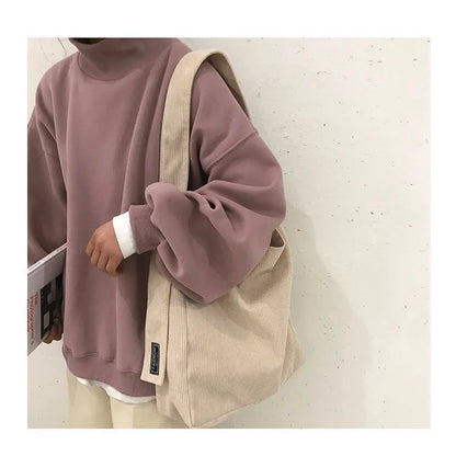 Fashionable Women’s Corduroy Shoulder Bag - Soft Handbag Tote with Large Capacity - Ideal for Girls and Students