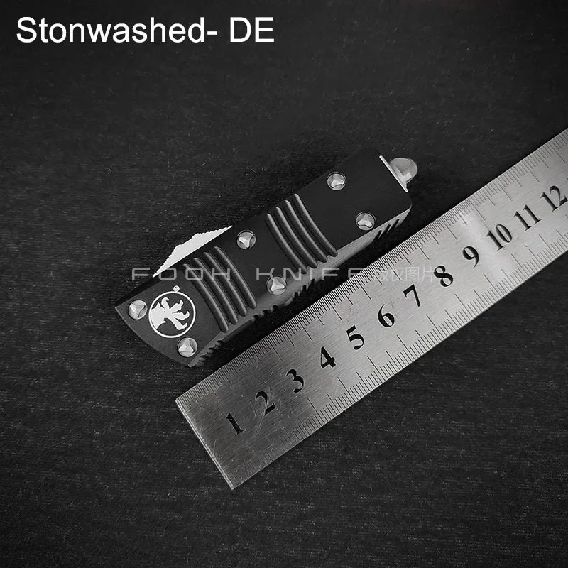 FOOH KNIFE STUDIO TROODON-M Mini Tactical Knife – High-End D2 Steel Blade with CNC 6061 Aluminum Handle EDC Tool Comb