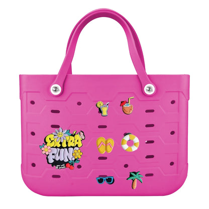 EVA Waterproof Beach Bag – M/L/XL Fashion Rubber Tote for Women, Solid Color Shoulder Bag for Travel, Picnic & Shopping Storage