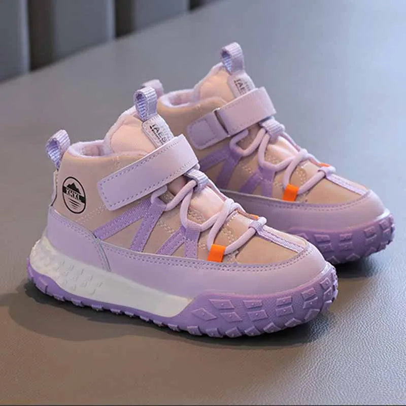 Children’s Autumn Winter Sneakers – Plush Cashmere Lined Sport Shoes for Boys & Girls, Warm Casual Running Flats for Teens