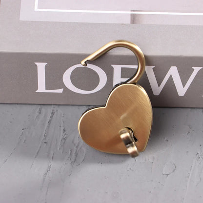 Vintage Heart-Shaped Metal Mini Padlock – Key Lock for Bags, Suitcases, and Luggage Boxes with Key