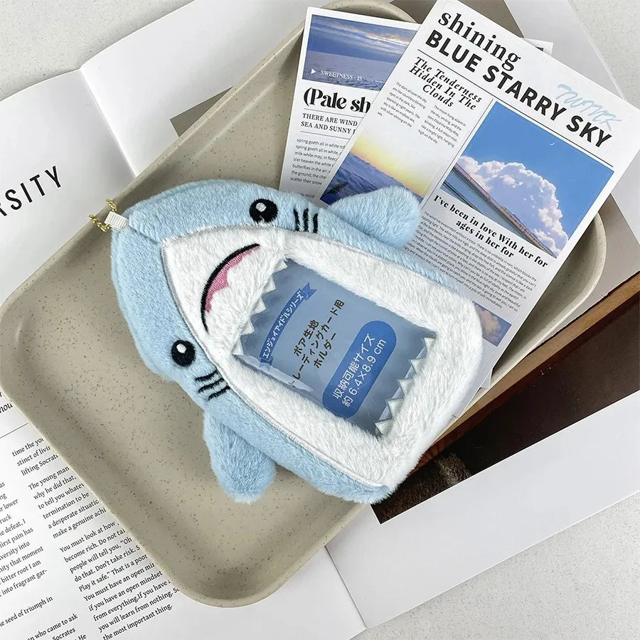 Shark Plush Card Holder - Cute Photo Storage Sleeve for ID Cards, Collectible Cards & Gift Accessories