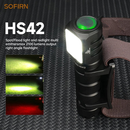 SOFIRN HS42 Headlamp 2100lm USB-C Rechargeable 18650 EDC Flashlight - SST40 LED Torch with Magnetic Power Bank for Camping