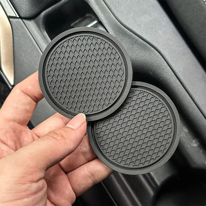 2PCS Non-Slip Car Cup Holder Mats – Round Heat-Resistant Drink Pad Coasters for Interior Auto Decoration Accessories