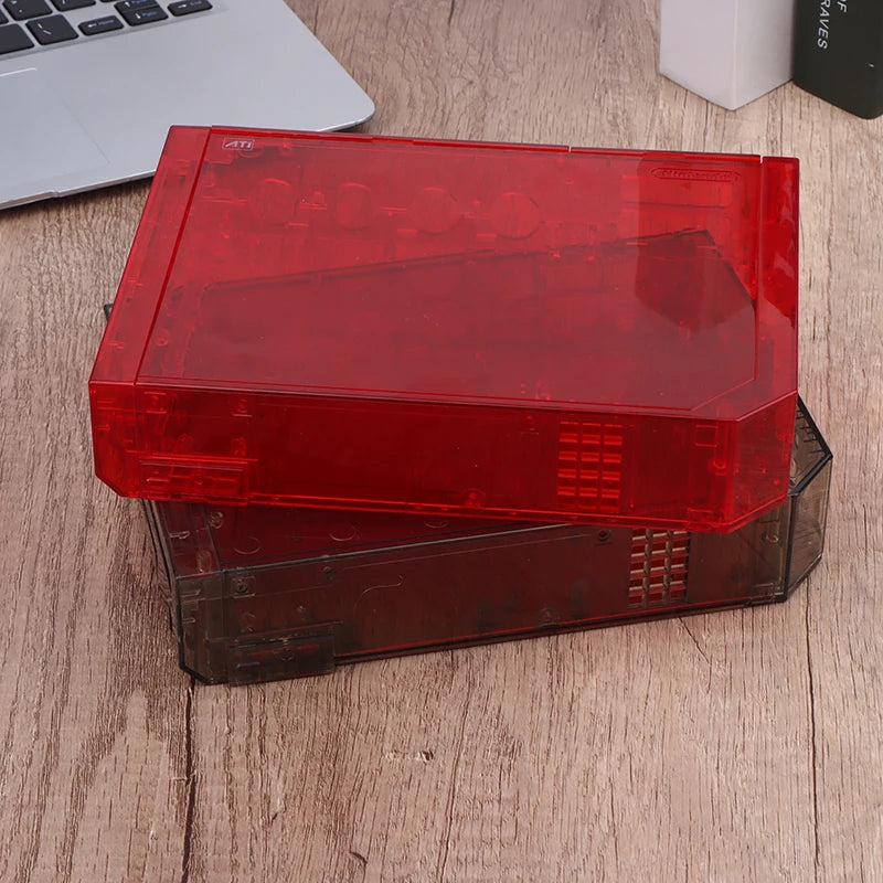 Wii Console Full Housing Shell with Buttons - Transparent Replacement Case Cover in 4 Colors