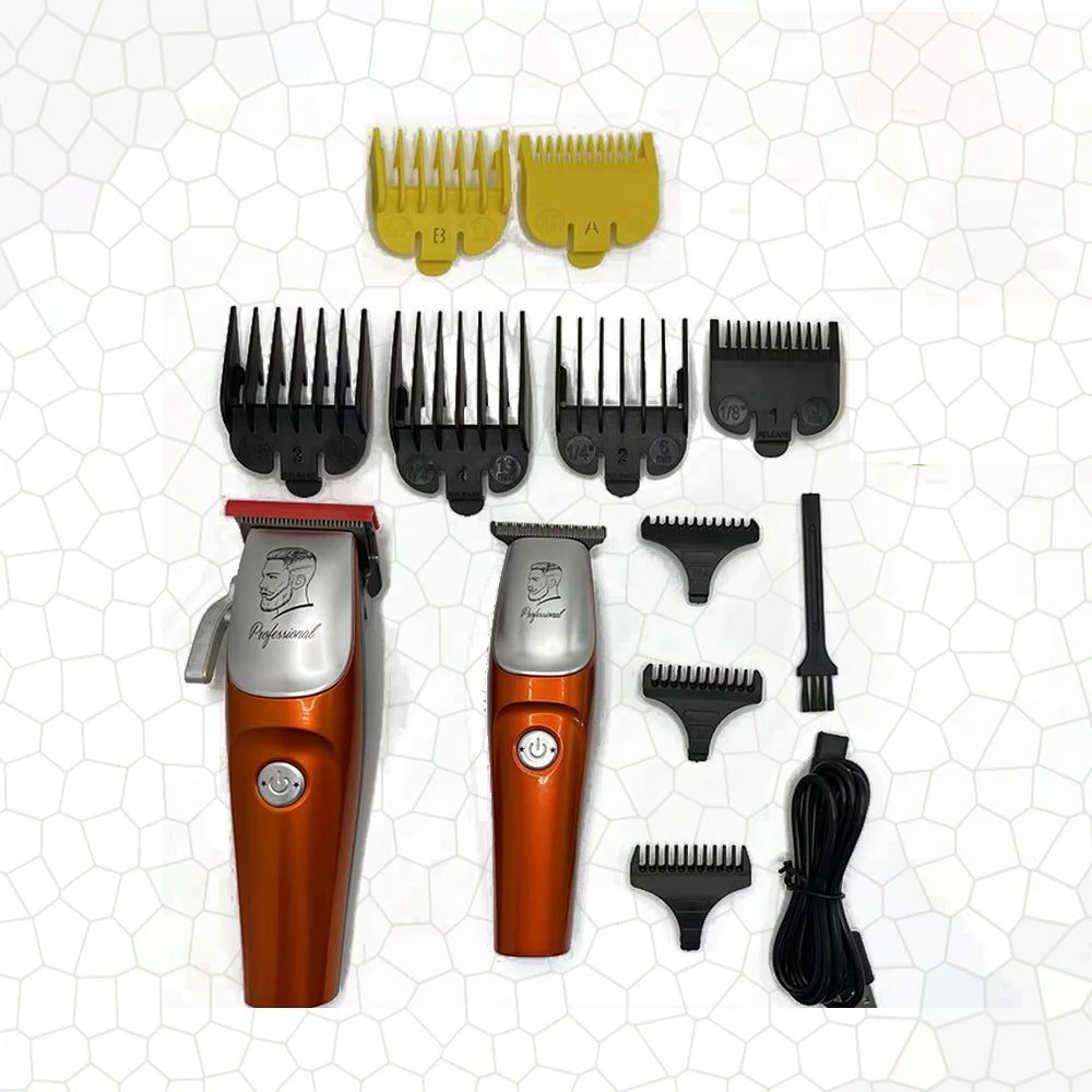 Professional Men’s Hair Clipper Set - Vintage 6500RPM Low-Noise Ceramic Blade Trimmer for Home & Salon Use