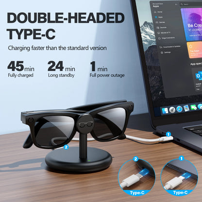HUADAI Charging Stand for Ray-Ban Meta & Oakley Glasses – Compatible with Wayfarer, Skyler, HSTN, Headliner GEN1 & GEN2 (RW4006, RW4008, RW4010, XY2140)