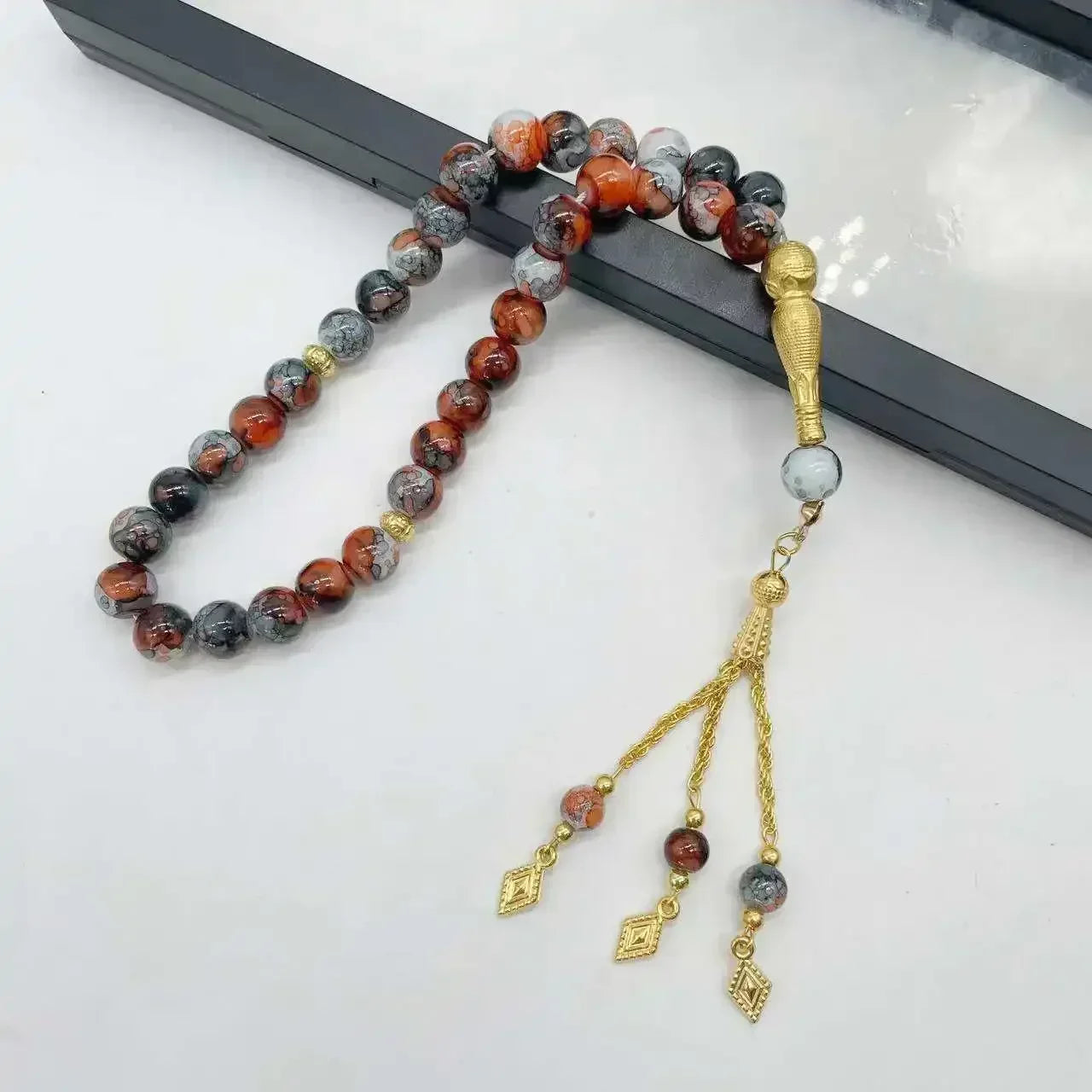 10mm 33pcs Glass Tassel Islamic Rosary Bracelet – Turkish Muslim Tasbih Prayer Beads Jewelry for Women Allah Mohammed Spiritual Gift