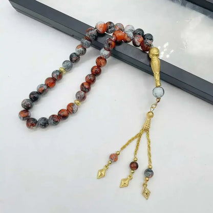 10mm 33pcs Glass Tassel Islamic Rosary Bracelet – Turkish Muslim Tasbih Prayer Beads Jewelry for Women Allah Mohammed Spiritual Gift