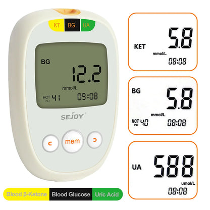 Blood Ketone Monitoring Starter Kit - Digital Ketone Meter with 50 Test Strips, 50 Lancets and Lancing Device for Keto Diets
