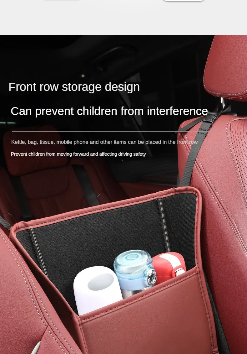 Car Handbag Holder Between Seats – Multi-Functional Leather Storage Bag with Tissue Box, Phone, Cup & Map Organizer