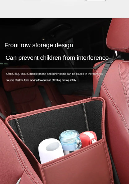Car Handbag Holder Between Seats – Multi-Functional Leather Storage Bag with Tissue Box, Phone, Cup & Map Organizer