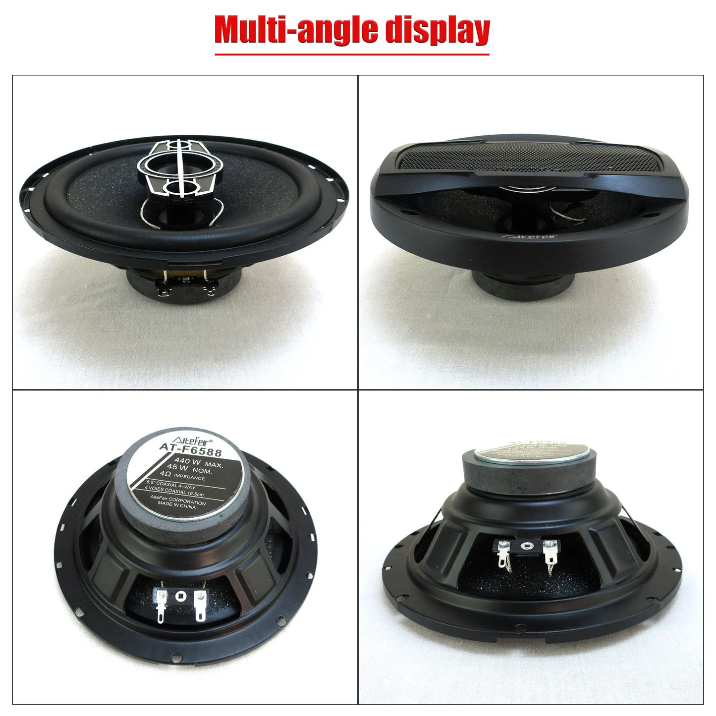 6.5 Inch 880W 4-Way Universal Car Coaxial Speakers - Full Range HiFi Stereo with Non-Destructive Installation