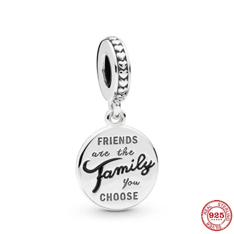 Europe 925 Silver Family Charm Pendant - Boy, Girl, Mom & Sisters Bead for Pandora Bracelet, Sparkling Dangle Jewelry