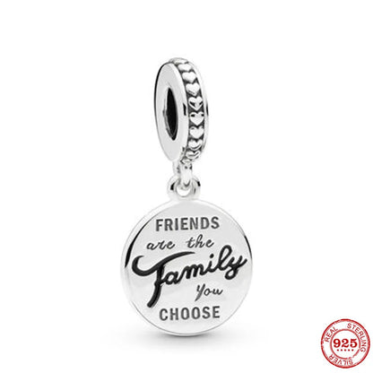 Europe 925 Silver Family Charm Pendant - Boy, Girl, Mom & Sisters Bead for Pandora Bracelet, Sparkling Dangle Jewelry