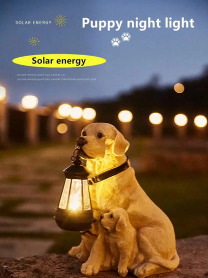 Solar Puppy Garden Decoration - Outdoor Simulation Dog Figurine for Patio, Entrance, Villa & Lawn Decor