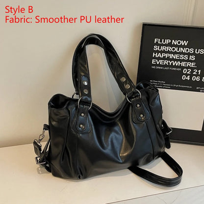 Women's PU Handbag - Soft Interior Compartment Shoulder Bag with Zipper & Contrasting Color Design