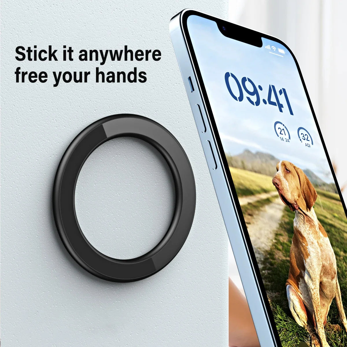 Magnetic Ring Holder for iPhone 14/13/12 – MagSafe Phone Stand & Wall Mount, Universal Car & iPad Holder