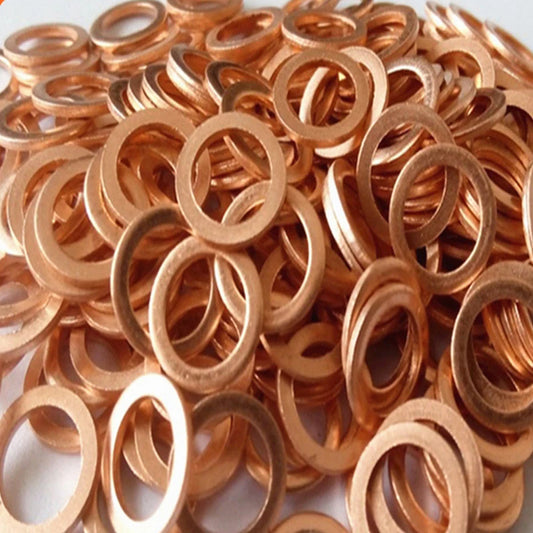 Multi-Size Solid Copper Washers Set (M6–M20) – Flat Ring Gasket Spacer Fastener Hardware 20/50pcs Durable Sealing Rings