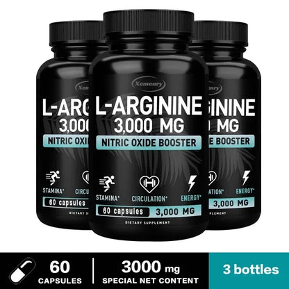 L-Arginine Supplement – Boost Energy, Strength & Endurance, Vascular Support for Exercise & Muscle Health